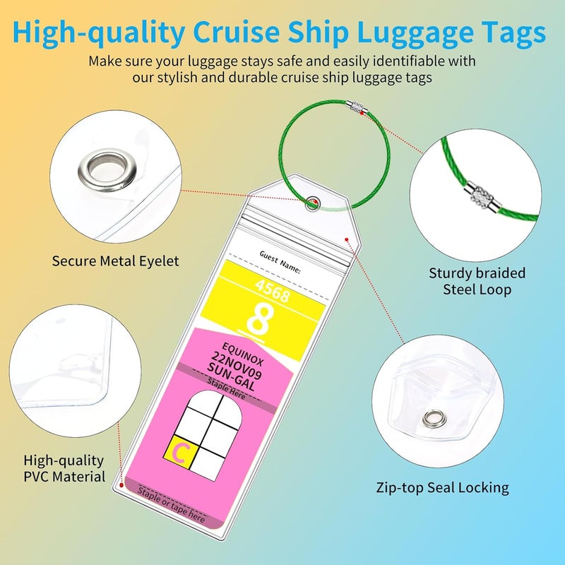 XIANGXING Royal Caribbean & Celebrity Luggage Tag Holders With Cruise Lanyards - Zip Seal Clear Holders and Badge Holders for Ship Cards (6 Tag Holders + 3 Lanyards) - Image 5